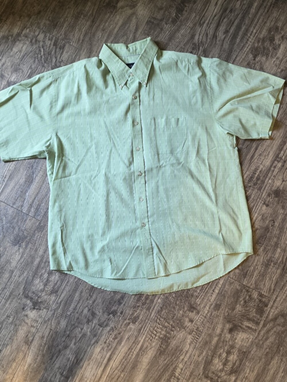 Van Heusen Pale Green Windowpane Short Sleeve Shirt